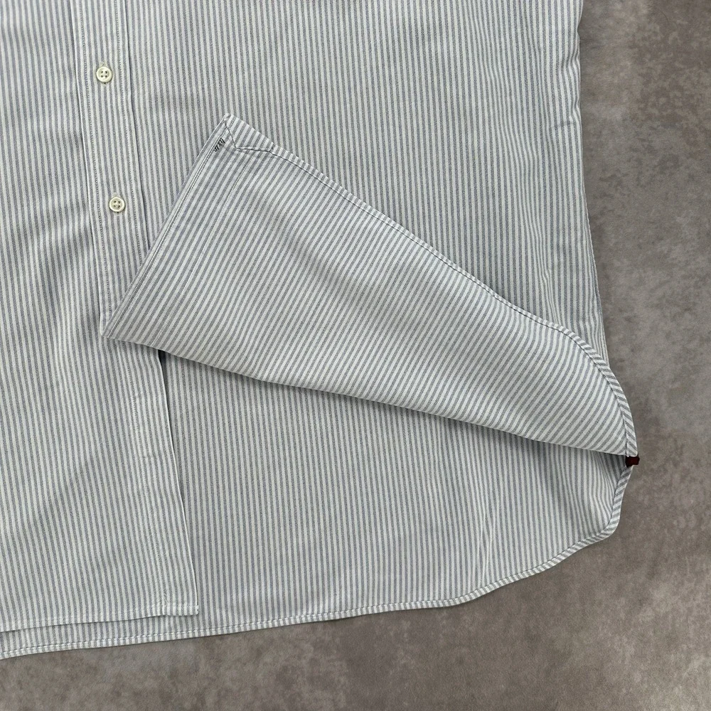 Vintage Ralph Lauren 2XL Classic Fit Blue White Stripe Polo Horse Shirt